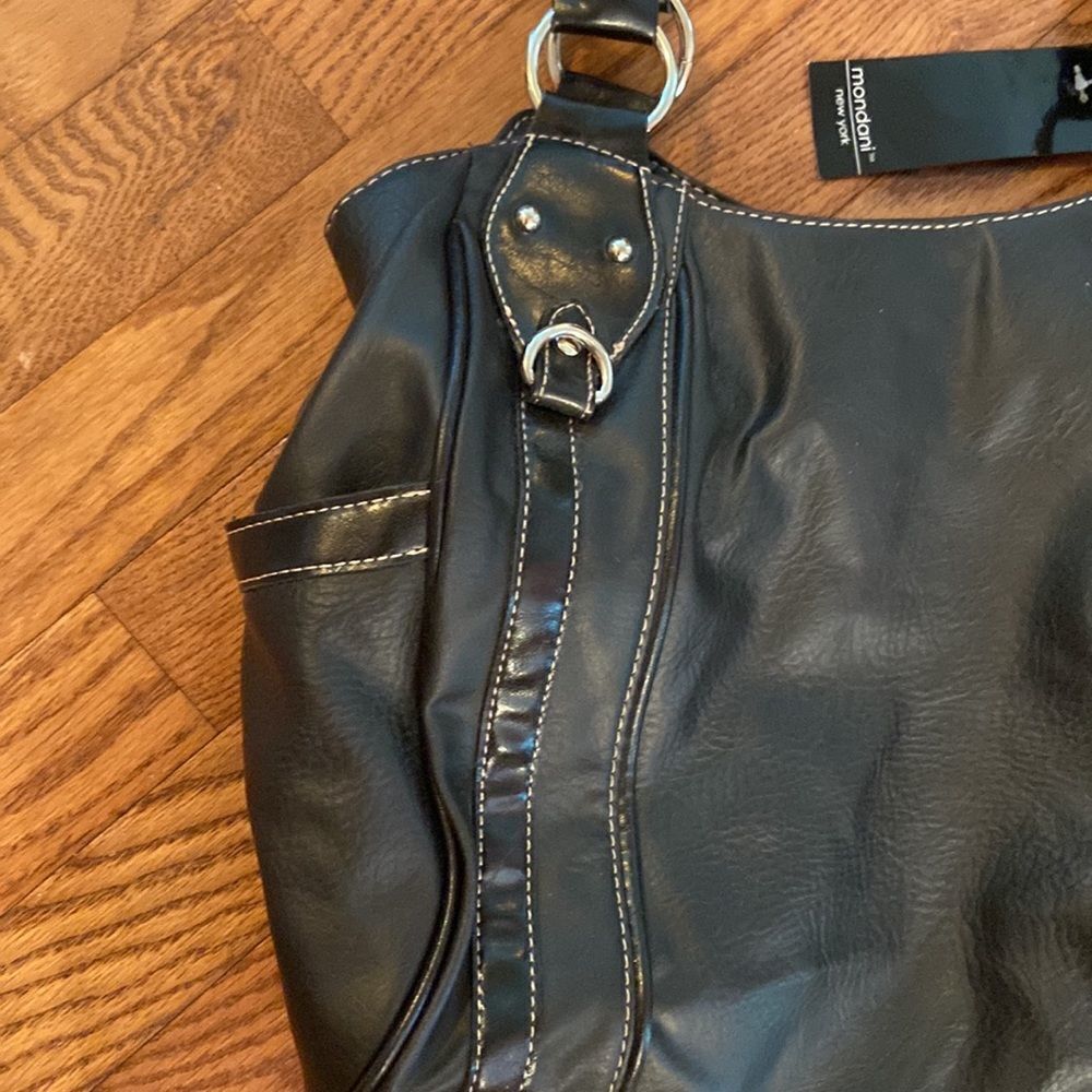 NWT Mondani New York purse - black with tan stitching - Picture 3 of 12